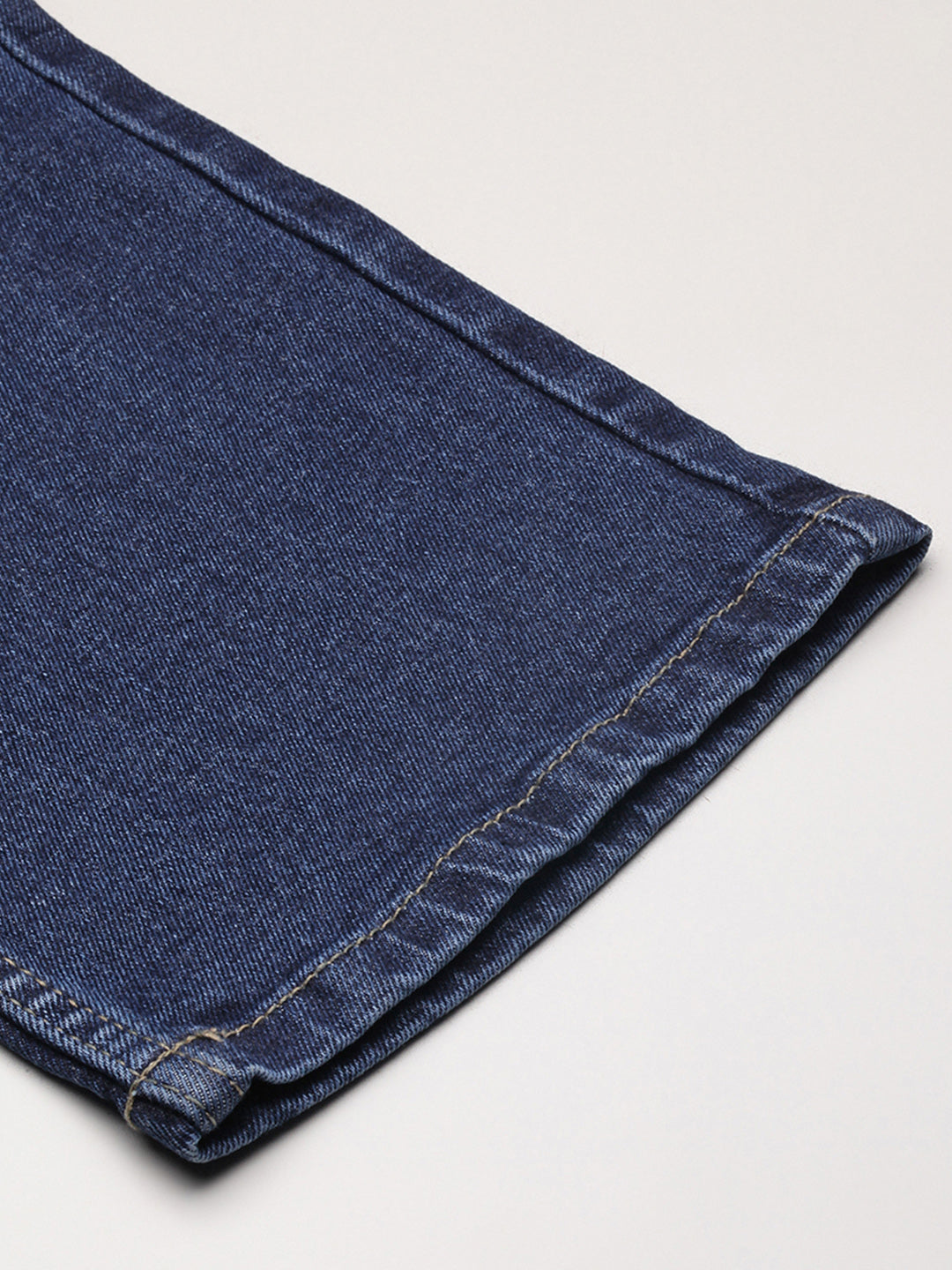 Men's Blue Solid Straight Fit Low-Rise Heavy Fade Acid Wash Jeans
