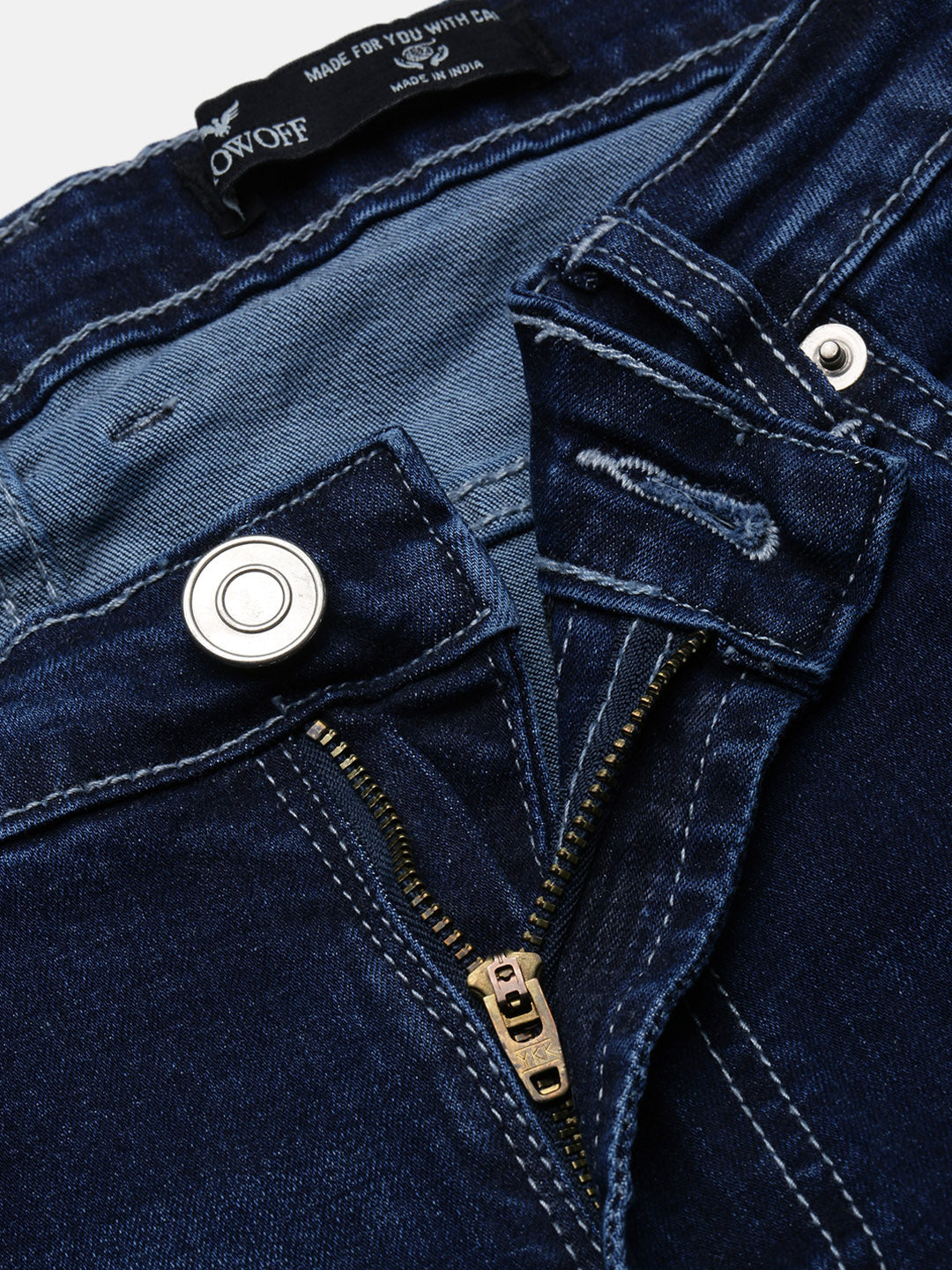 Men's Navy Blue Solid Straight Fit Jeans
