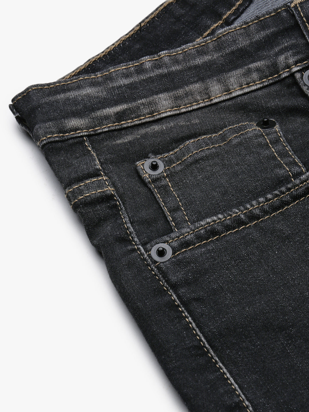 Men's Grey Solid Straight Fit Jeans