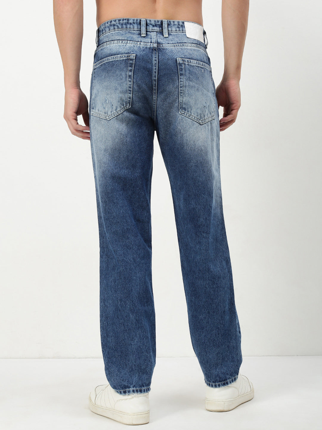 Men's Blue Solid Straight Fit Jeans