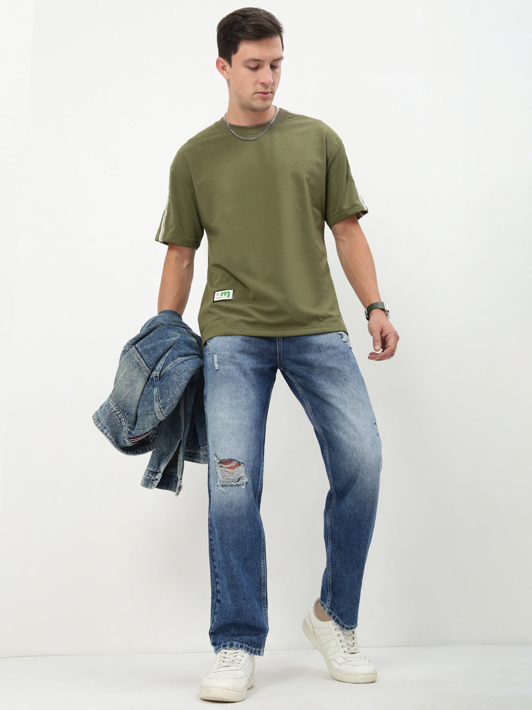 Men's Blue Solid Straight Fit Jeans