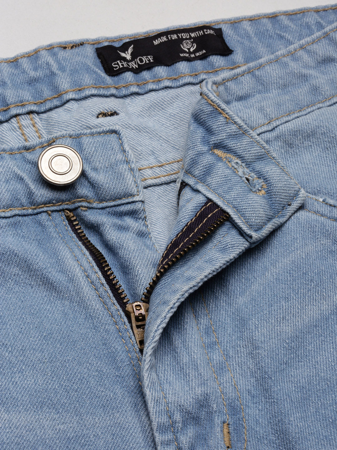 Men's Blue Solid Wide Leg Jeans