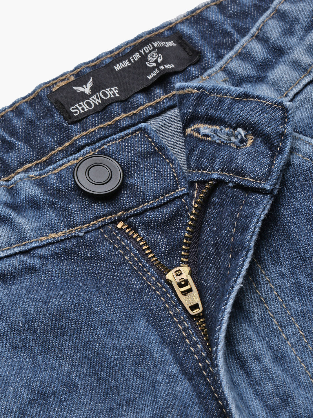 Men's Blue Solid Straight Fit Jeans