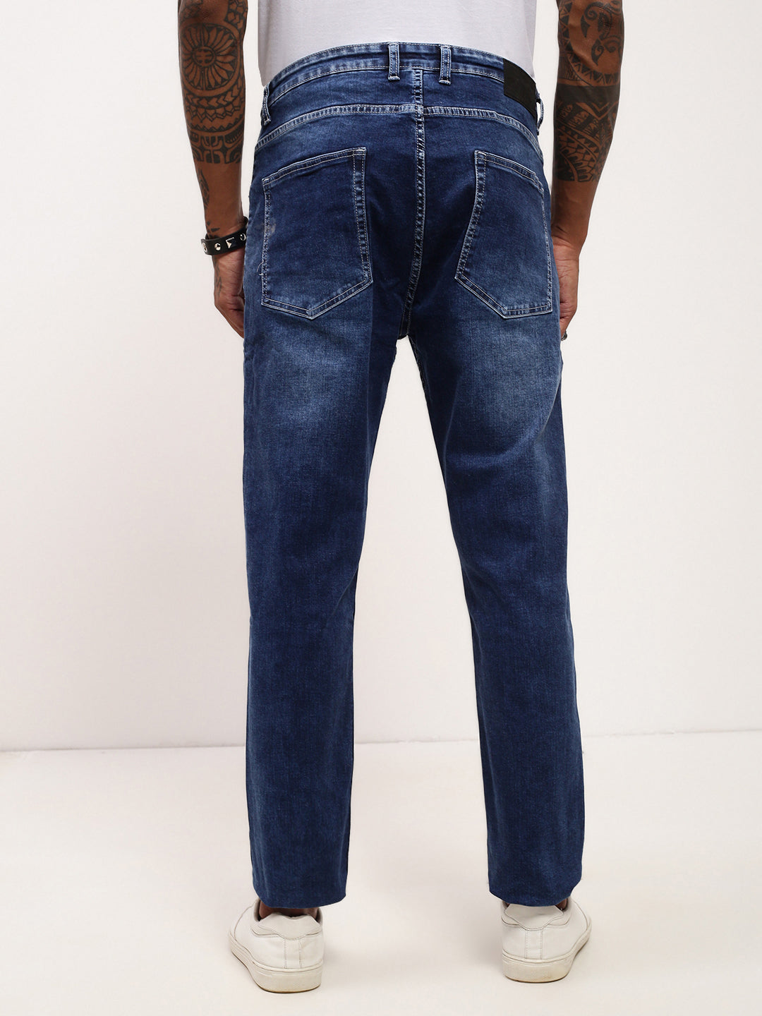 Men's Blue Comfort Straight Fit Low-Rise Jeans