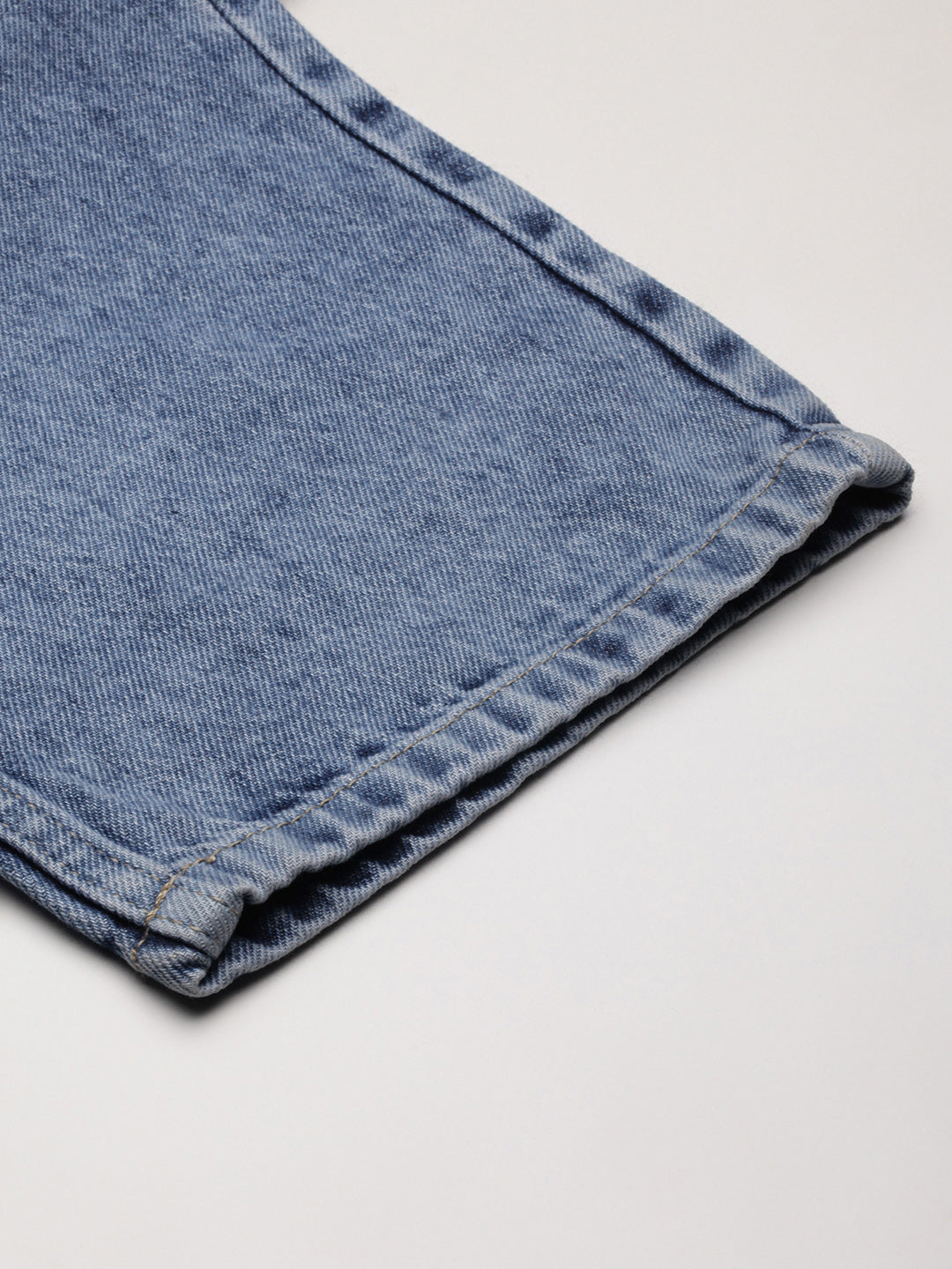 Men's Blue Solid Straight Fit Heavy Fade Jeans