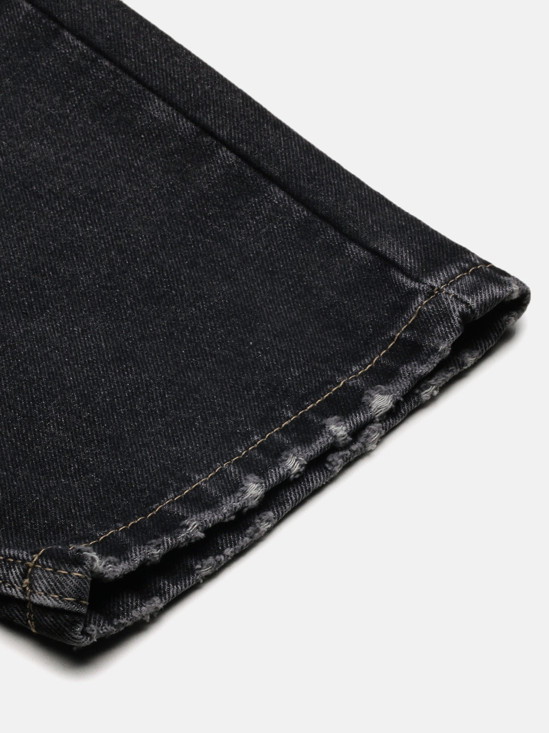 Men's Grey Solid Straight Fit Acid Wash Jeans