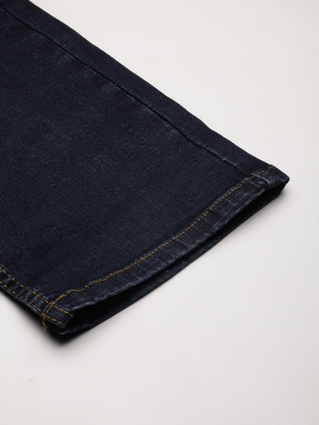 Men's Navy Blue Comfort Straight Fit Low-Rise Acid Wash Jeans