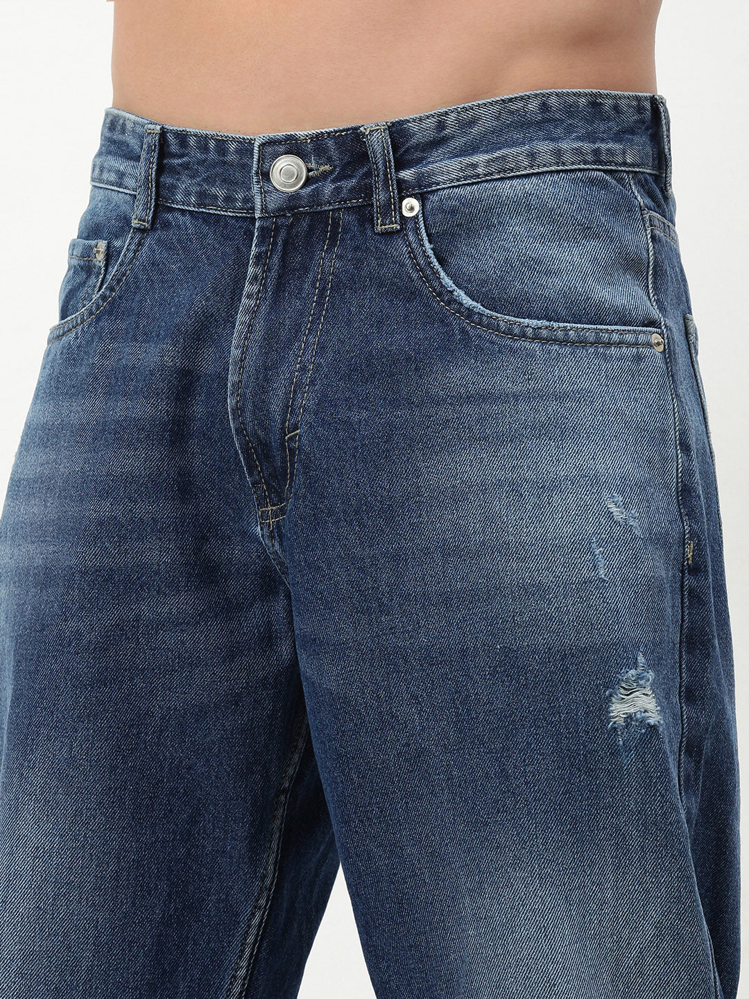 Men's Blue Solid Straight Fit Jeans
