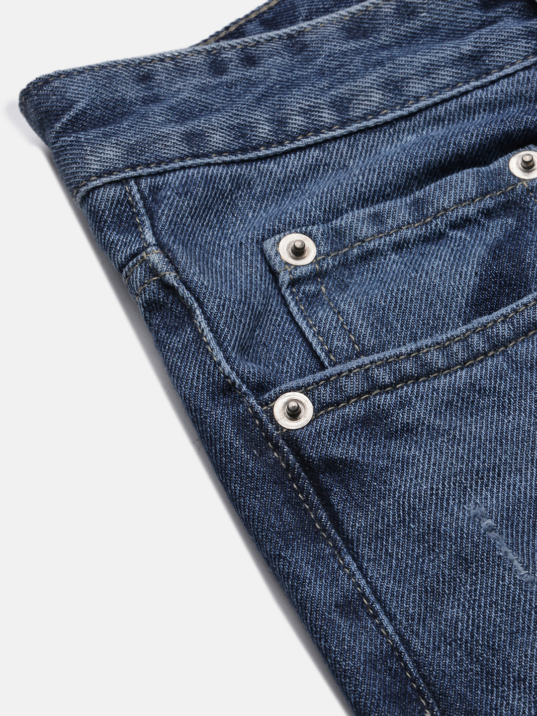 Men's Blue Solid Straight Fit Jeans