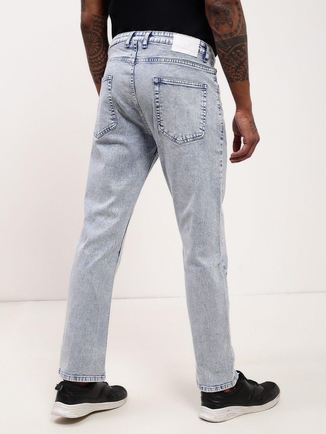 Men's Blue Solid Denim Straight Fit Jeans