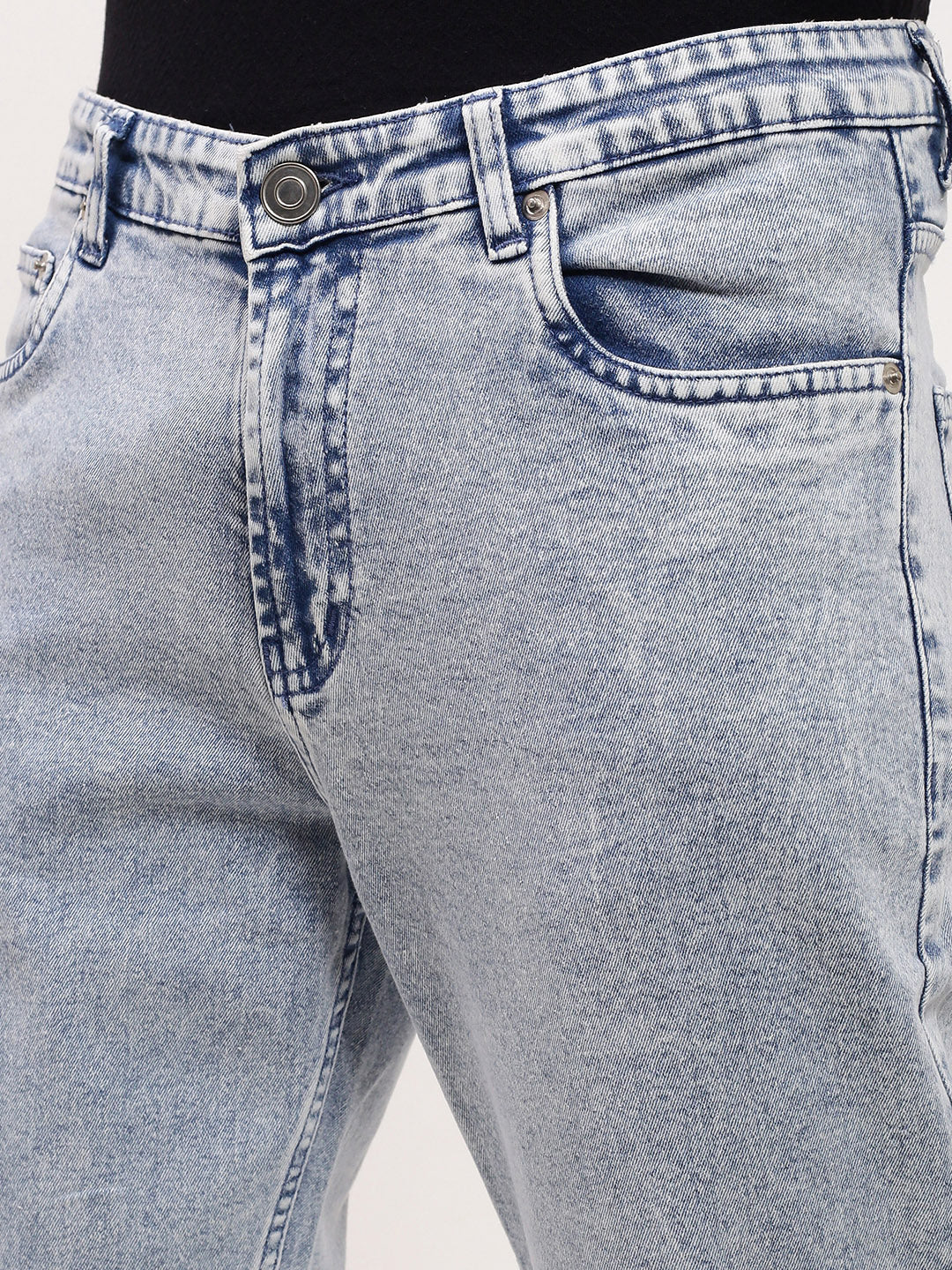 Men's Blue Solid Denim Straight Fit Jeans