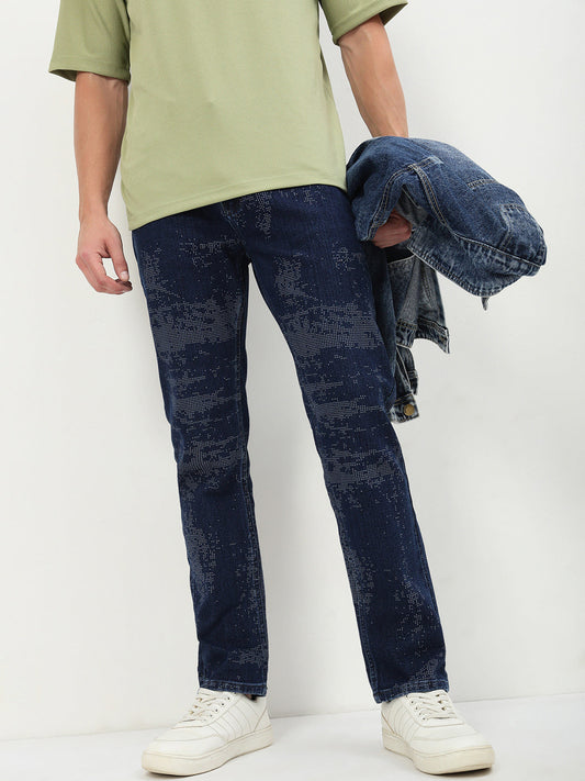 Men's Blue Solid Straight Fit Jeans
