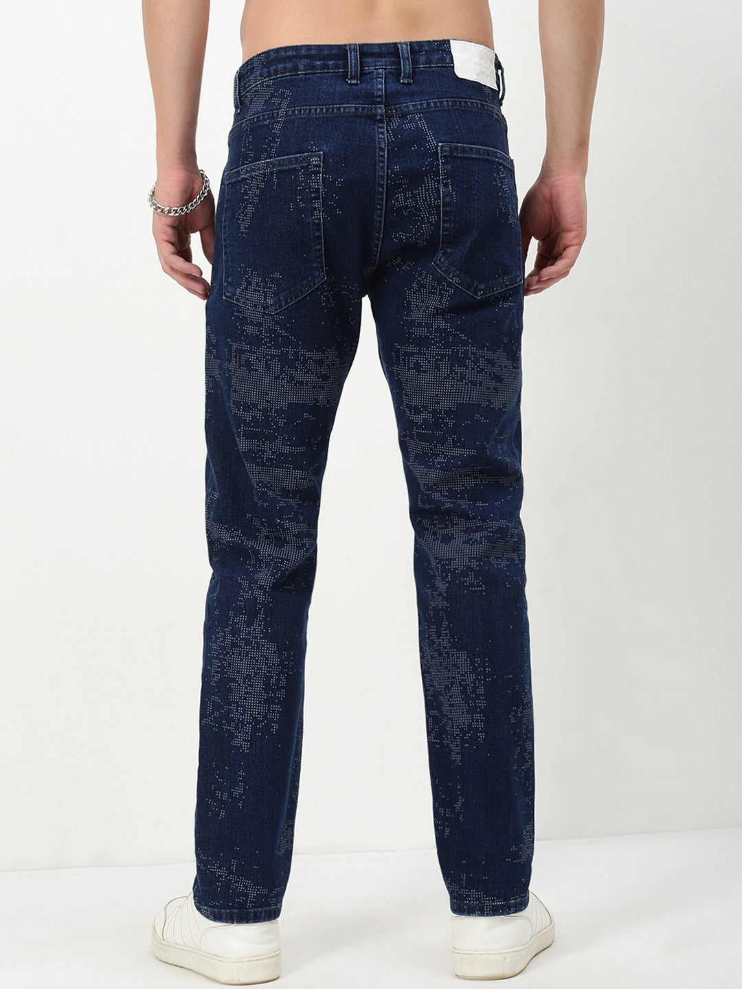 Men's Blue Solid Straight Fit Jeans