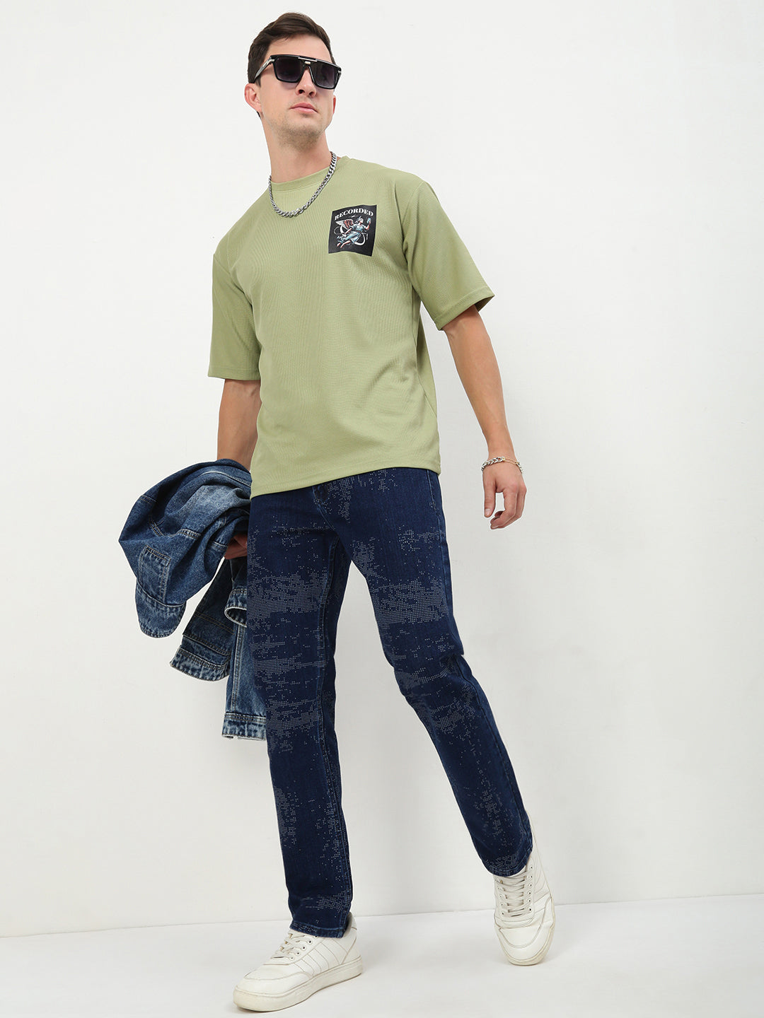 Men's Blue Solid Straight Fit Jeans