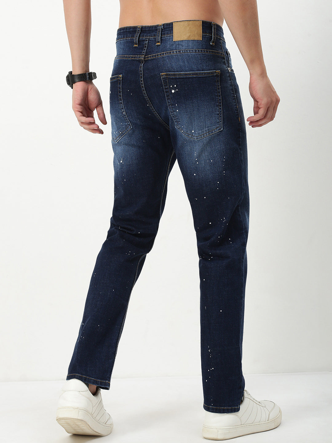 Men's Blue Solid Straight Fit Jeans