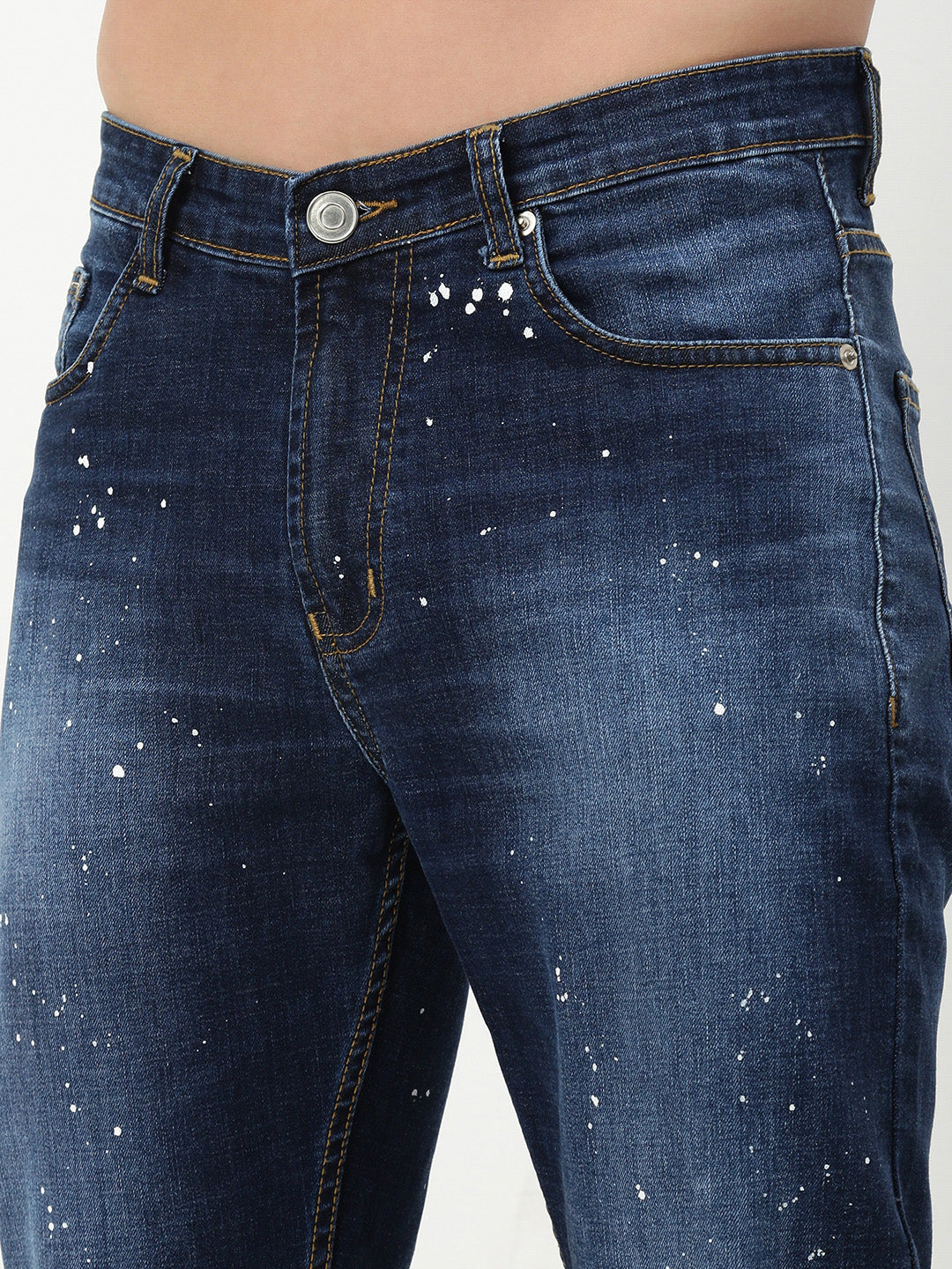 Men's Blue Solid Straight Fit Jeans