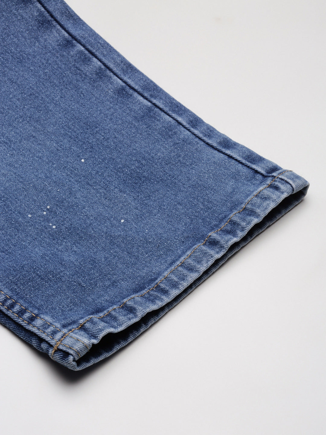 Men's Blue Solid Straight Fit Low Distress Heavy Fade Acid Wash Jeans