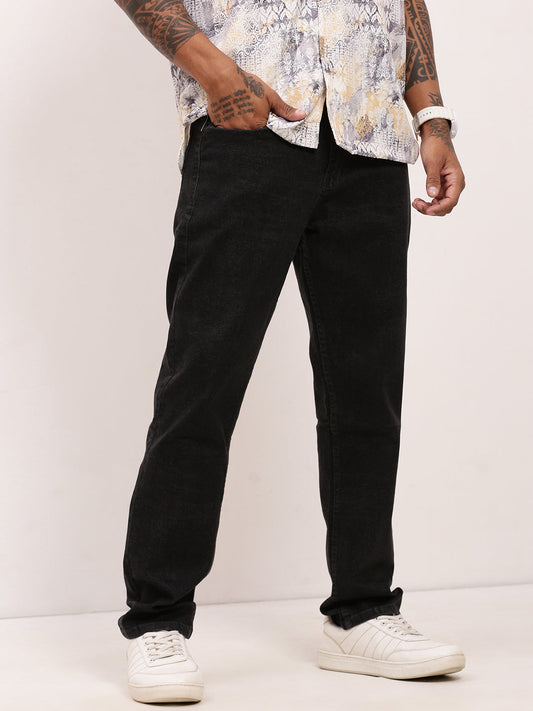 Men's Charcoal Solid Straight Fit Jeans