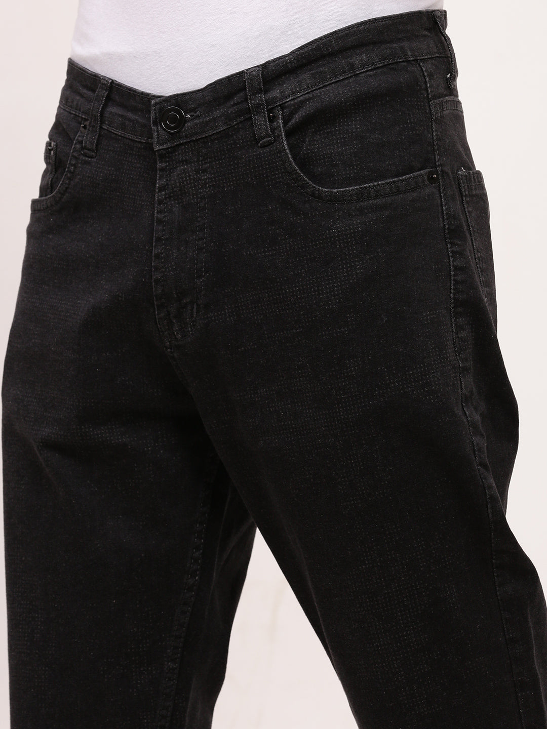Men's Charcoal Solid Straight Fit Jeans