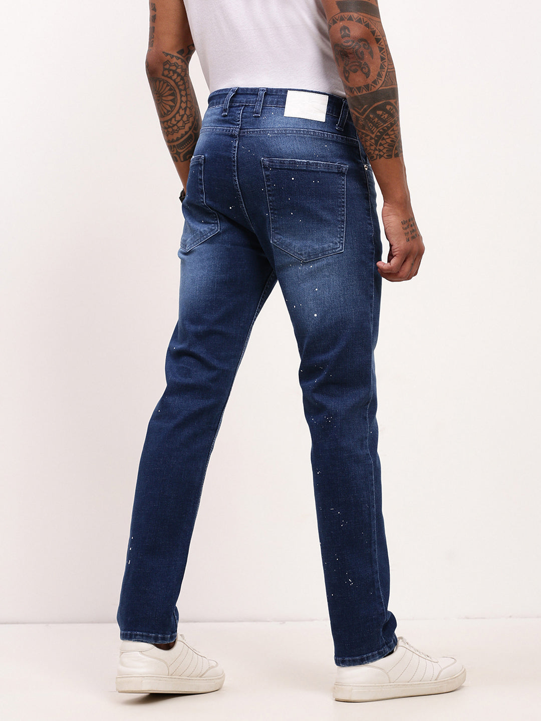 Men's Blue Solid Straight Fit Jeans
