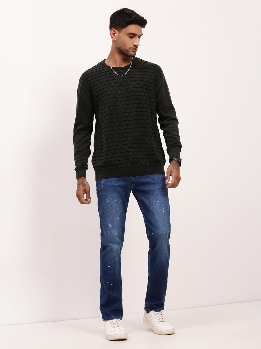 Men's Blue Solid Straight Fit Jeans