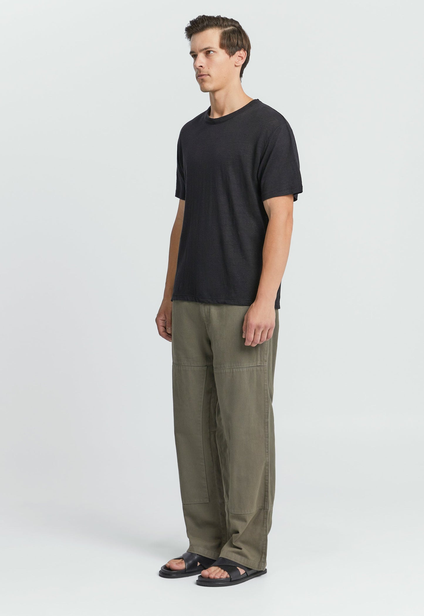 Line Linen Tee - Black