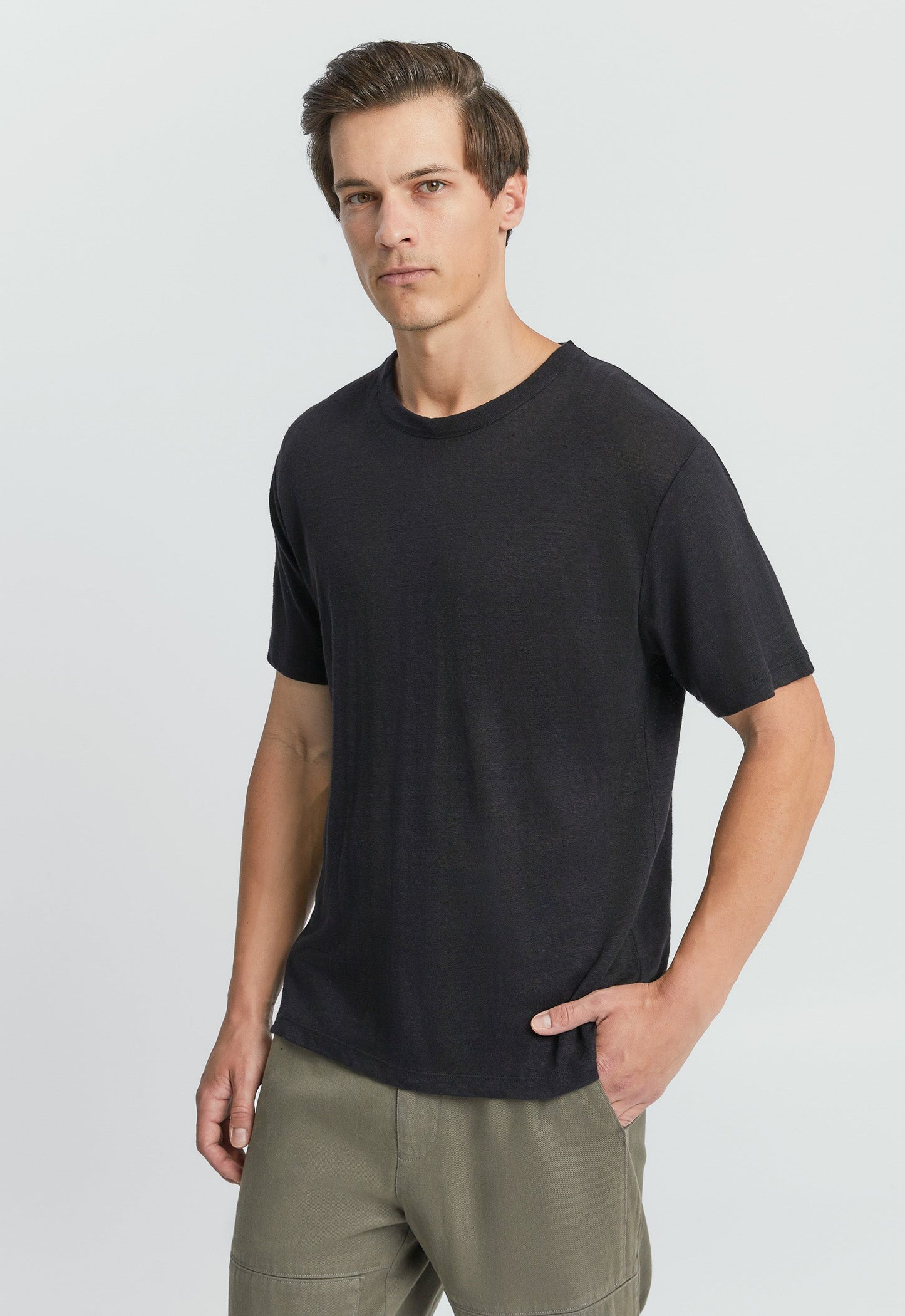 Line Linen Tee - Black