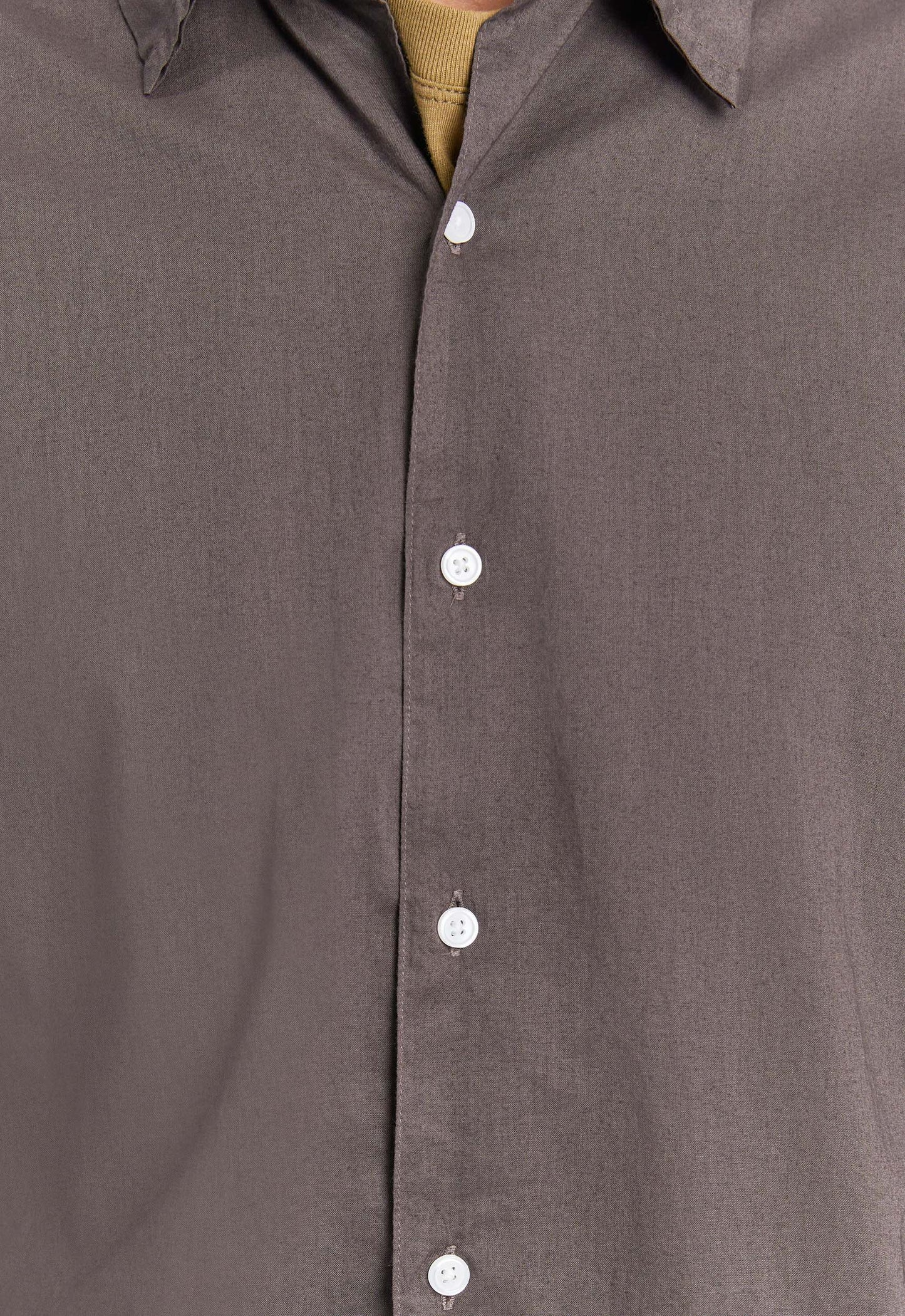 Folded Collar Cotton Shirt - Worn Choc