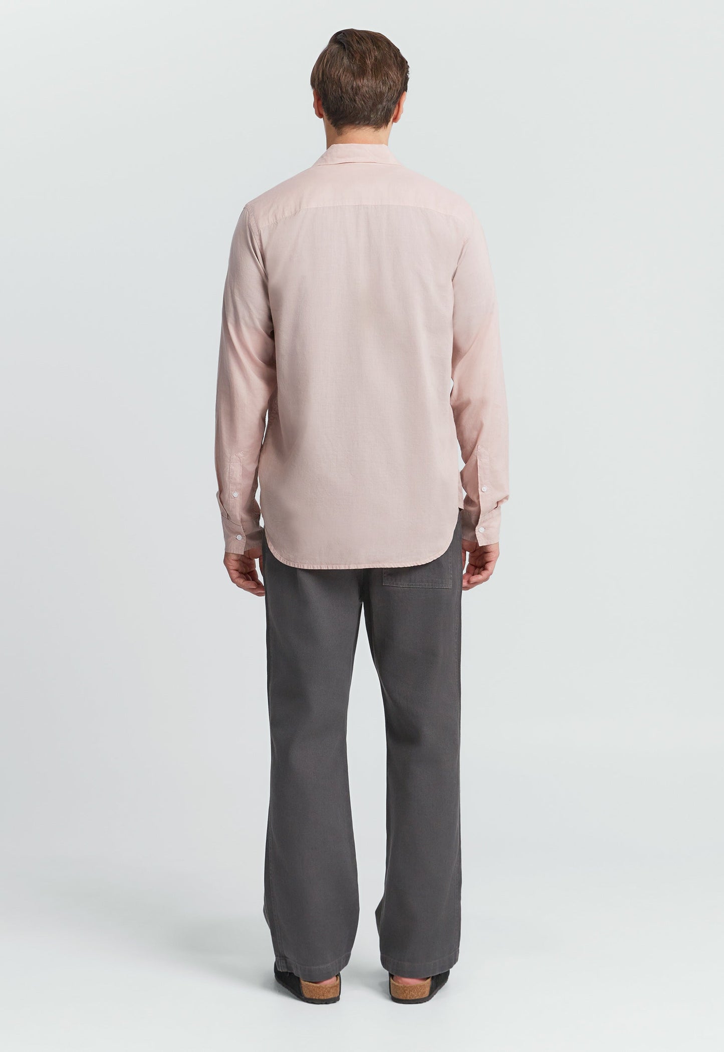 Folded Collar Cotton Shirt - Worn Pink