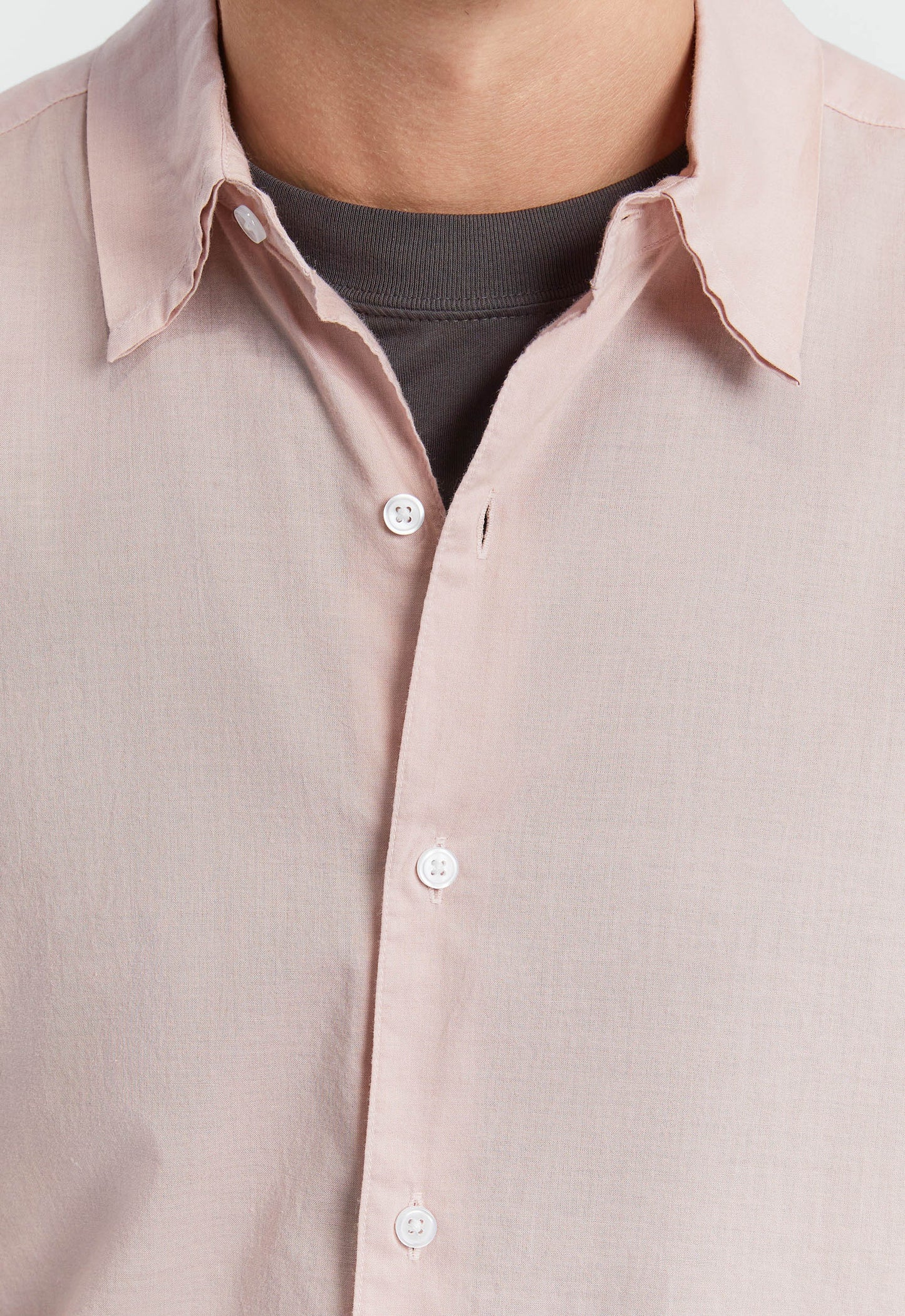 Folded Collar Cotton Shirt - Worn Pink