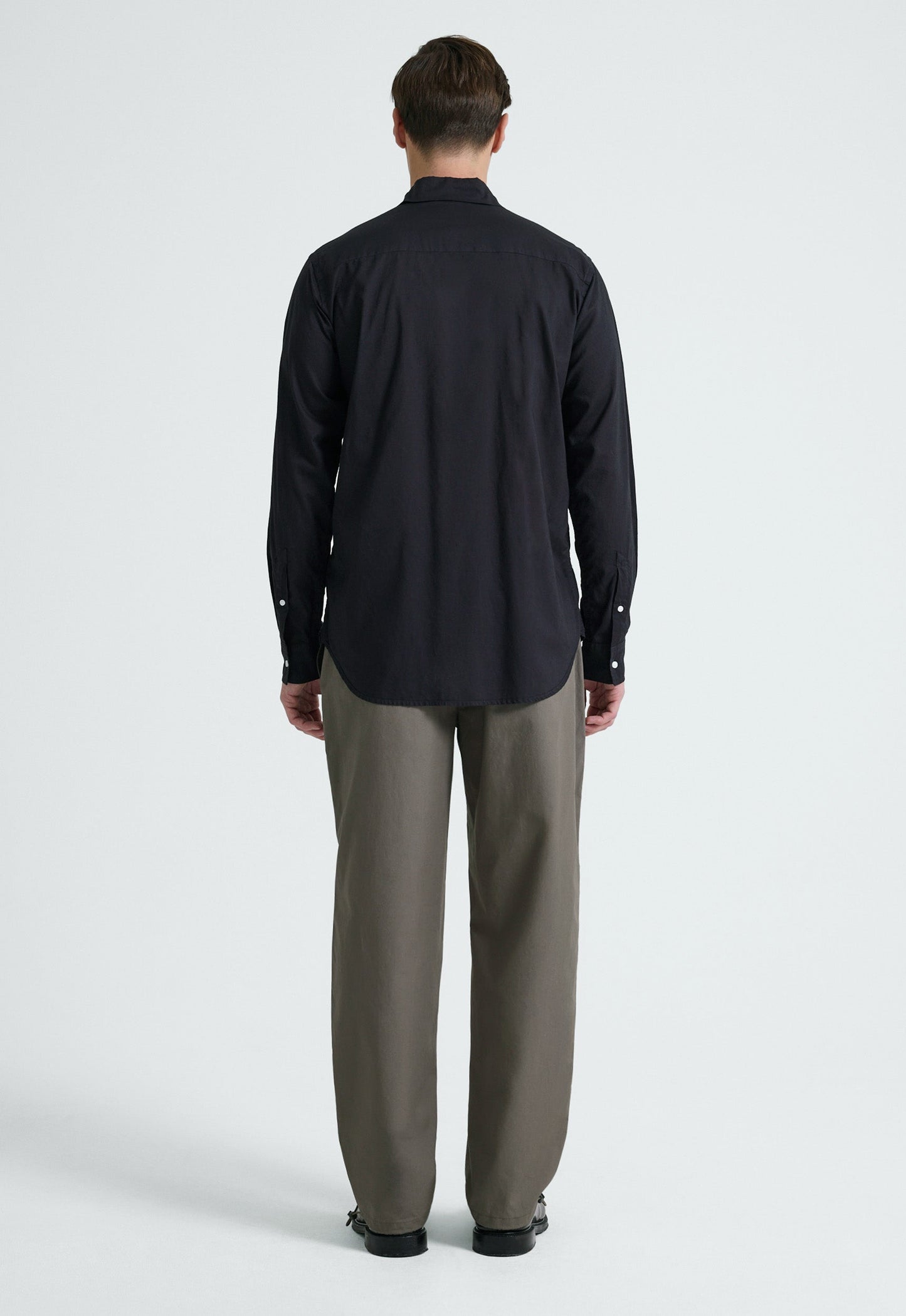 Folded Collar Cotton Shirt - Char