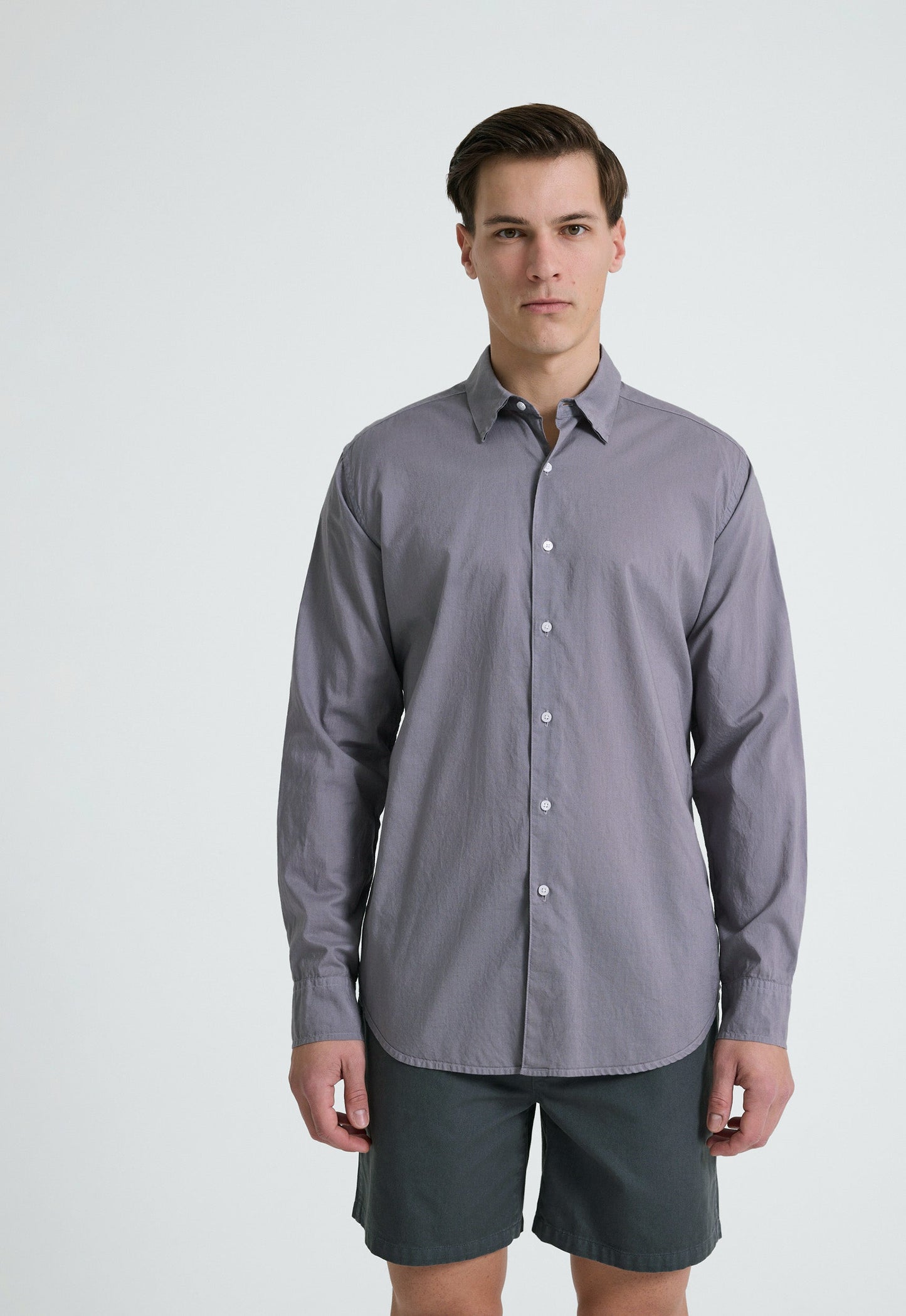 Folded Collar Cotton Shirt - Lama Tint