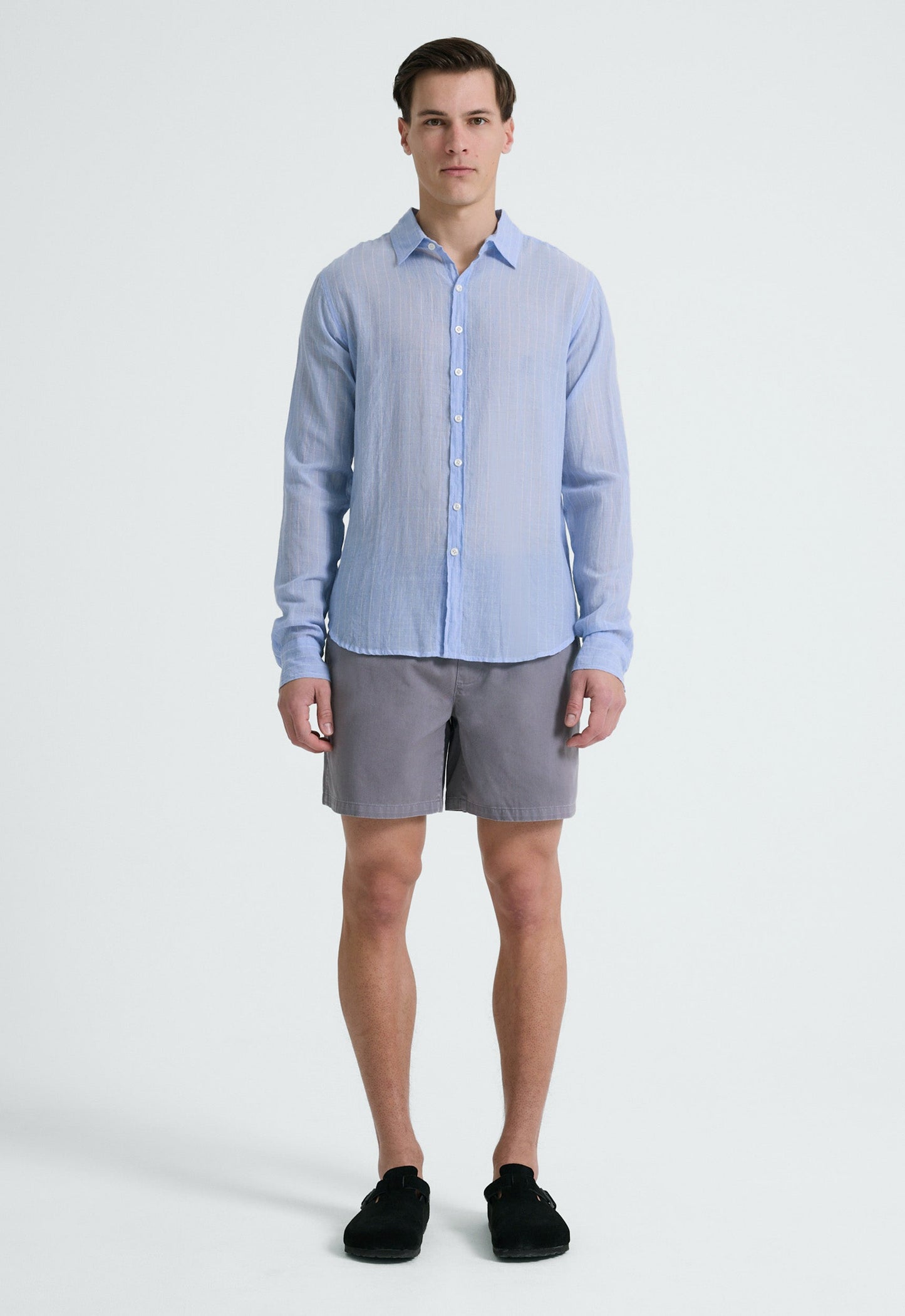 Beckett Cotton Shirt - Pinstripe in Chambray