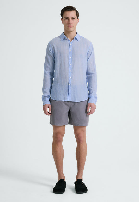 Beckett Cotton Shirt - Pinstripe in Chambray