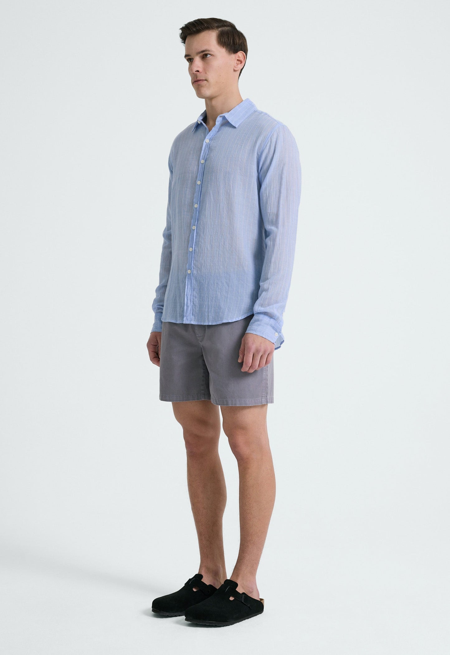 Beckett Cotton Shirt - Pinstripe in Chambray