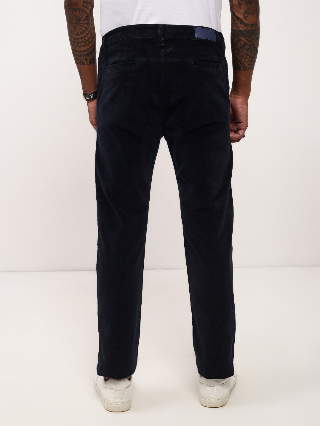 Men's Navy Blue Solid Straight Fit Jeans