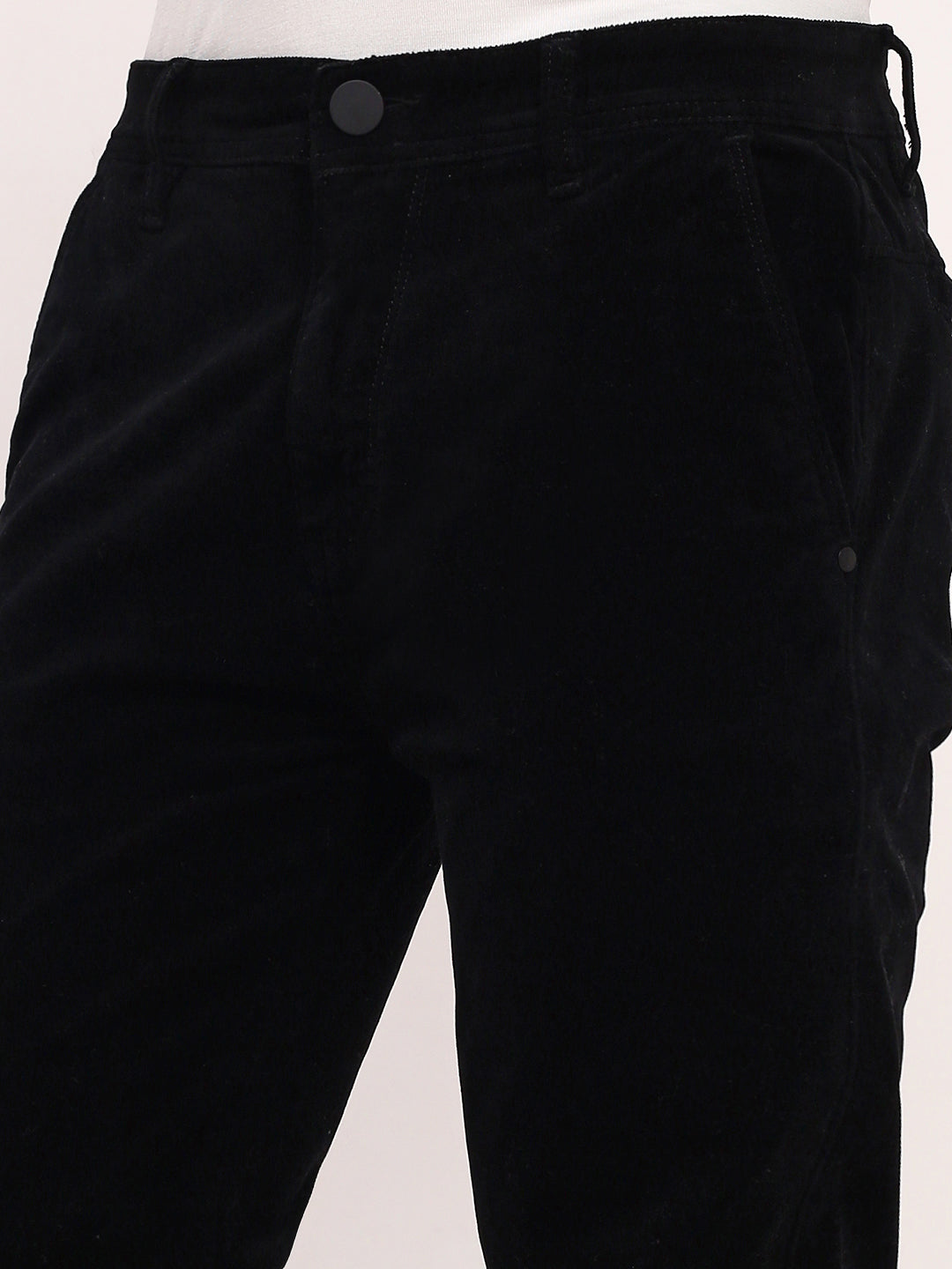Men's Black Solid Straight Fit Low-Rise Jeans