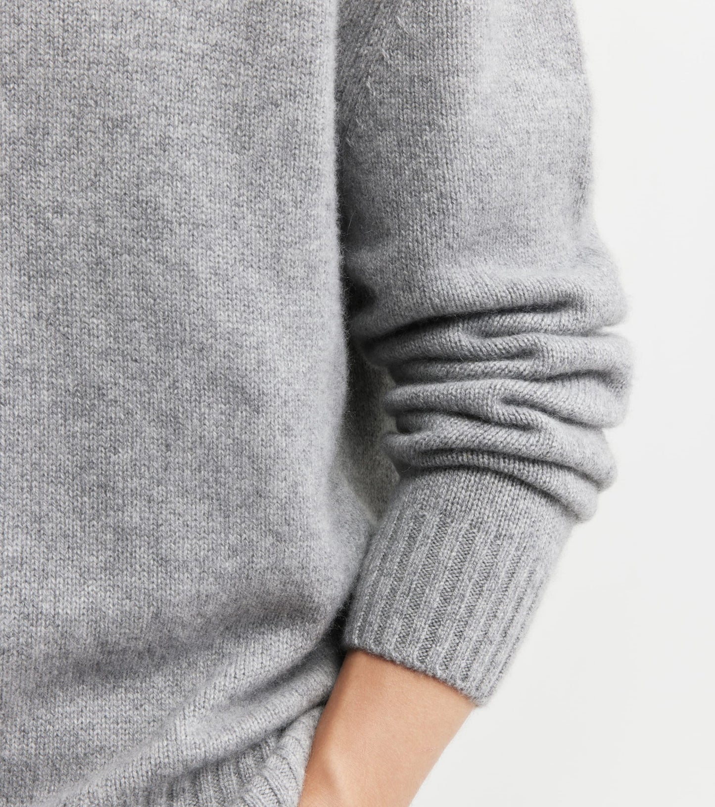 Mens Cashmere Relaxed Crew - Dark Grey Melange