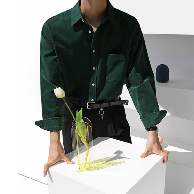 Trendy casual retro solid color shirt jacket