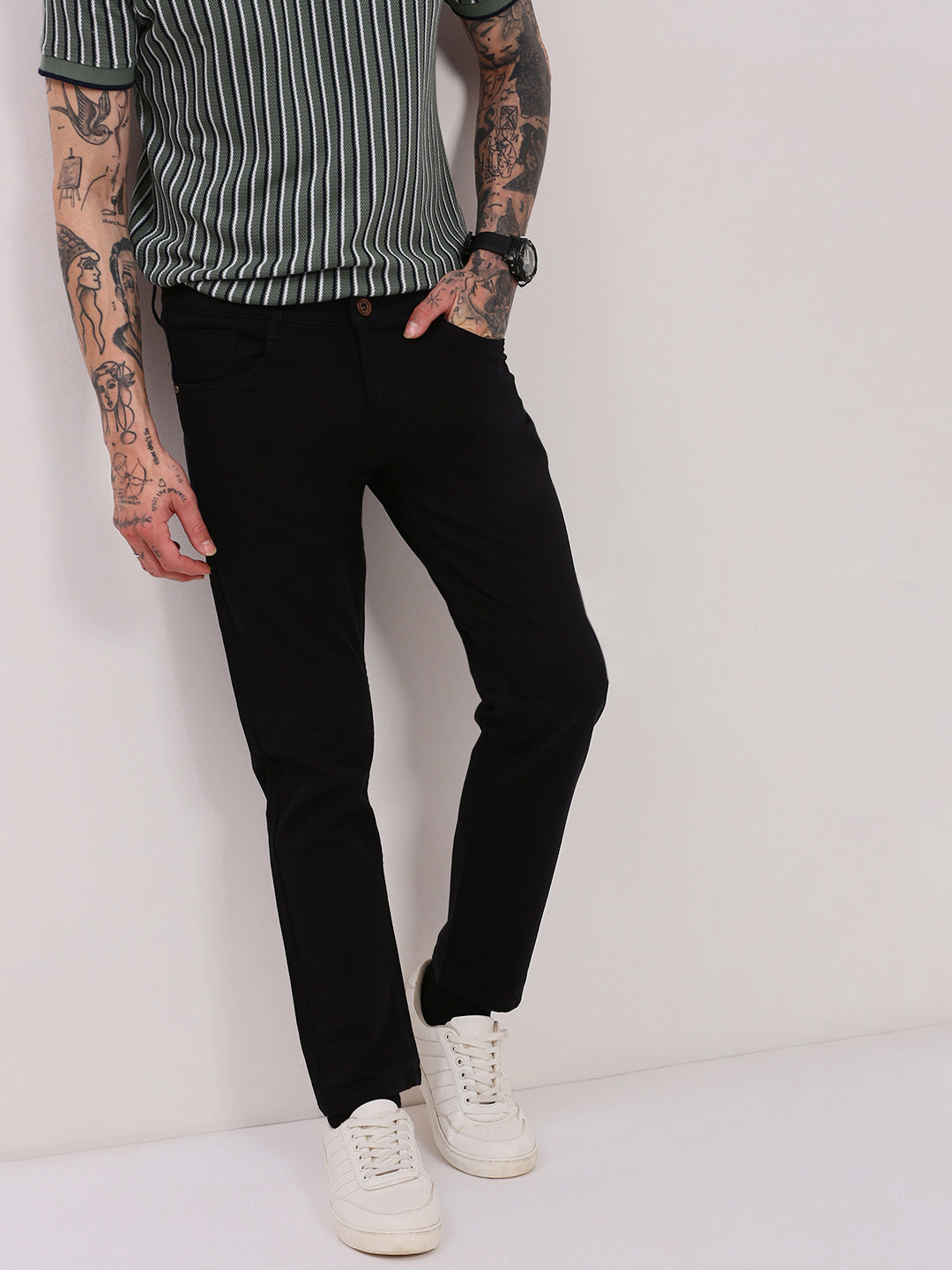 Men's Black Slim Fit Low-Rise Jeans