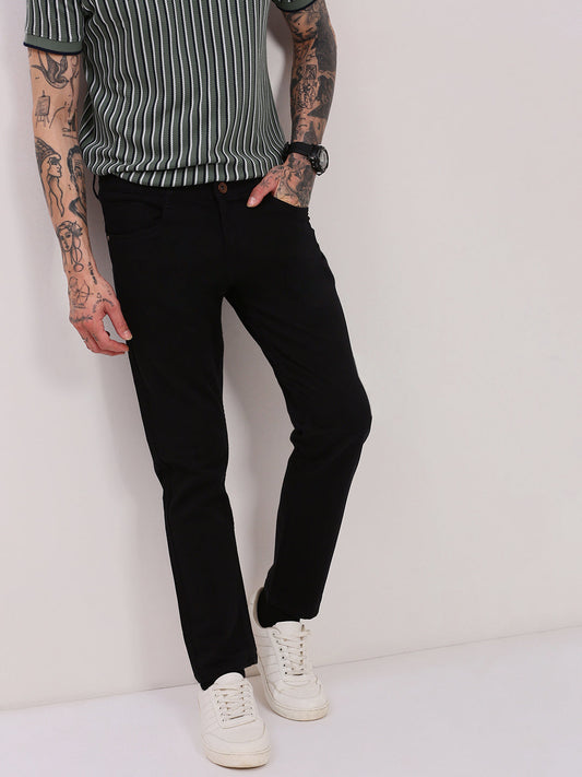 Men's Black Slim Fit Low-Rise Jeans