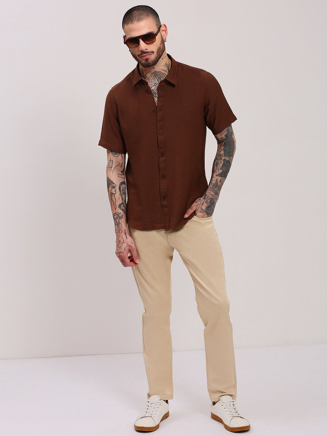 Men's Beige Low-Rise Slim Fit Jeans
