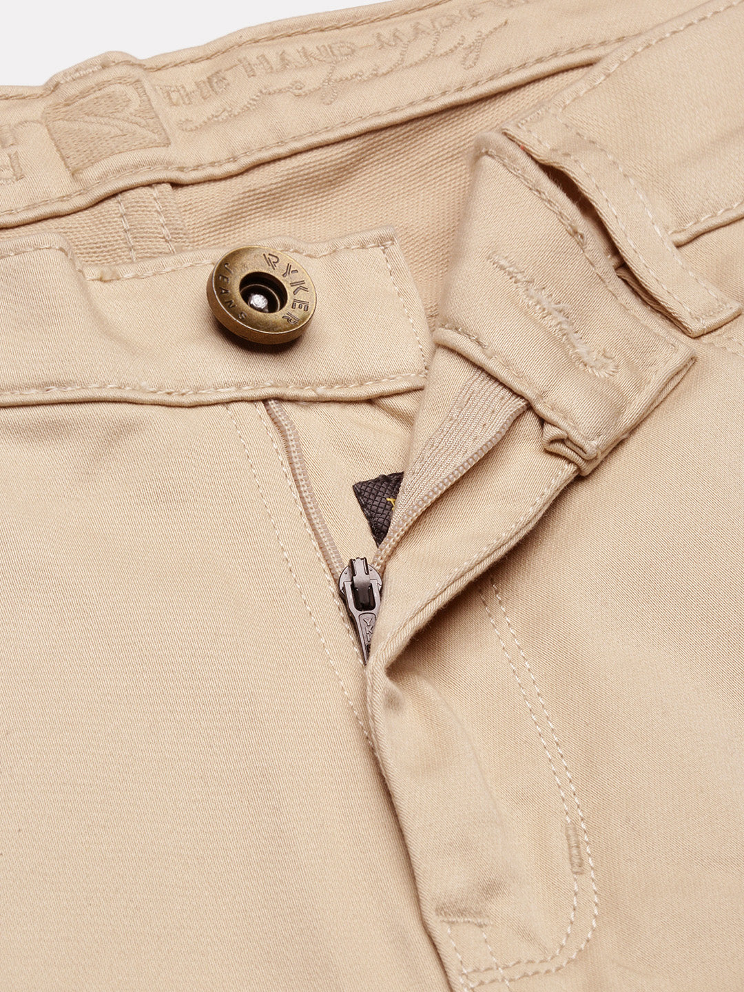 Men's Beige Low-Rise Slim Fit Jeans