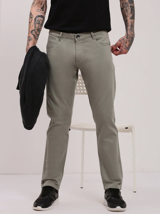 Men's Green Slim Fit Low-Rise Jeans