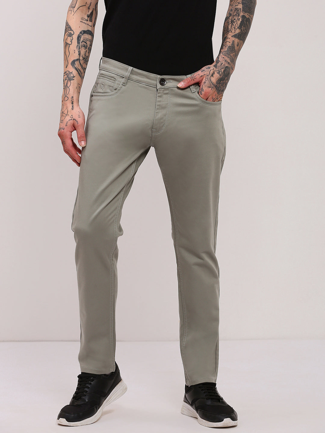 Men's Green Slim Fit Low-Rise Jeans