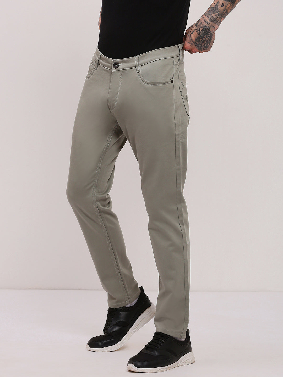 Men's Green Slim Fit Low-Rise Jeans