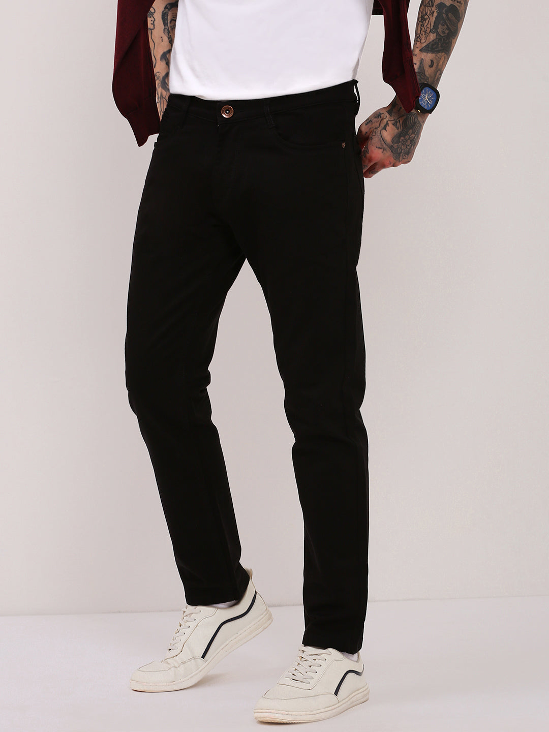 Men's Black Low-Rise Slim Fit Jeans