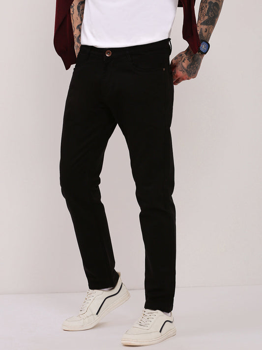 Men's Black Low-Rise Slim Fit Jeans