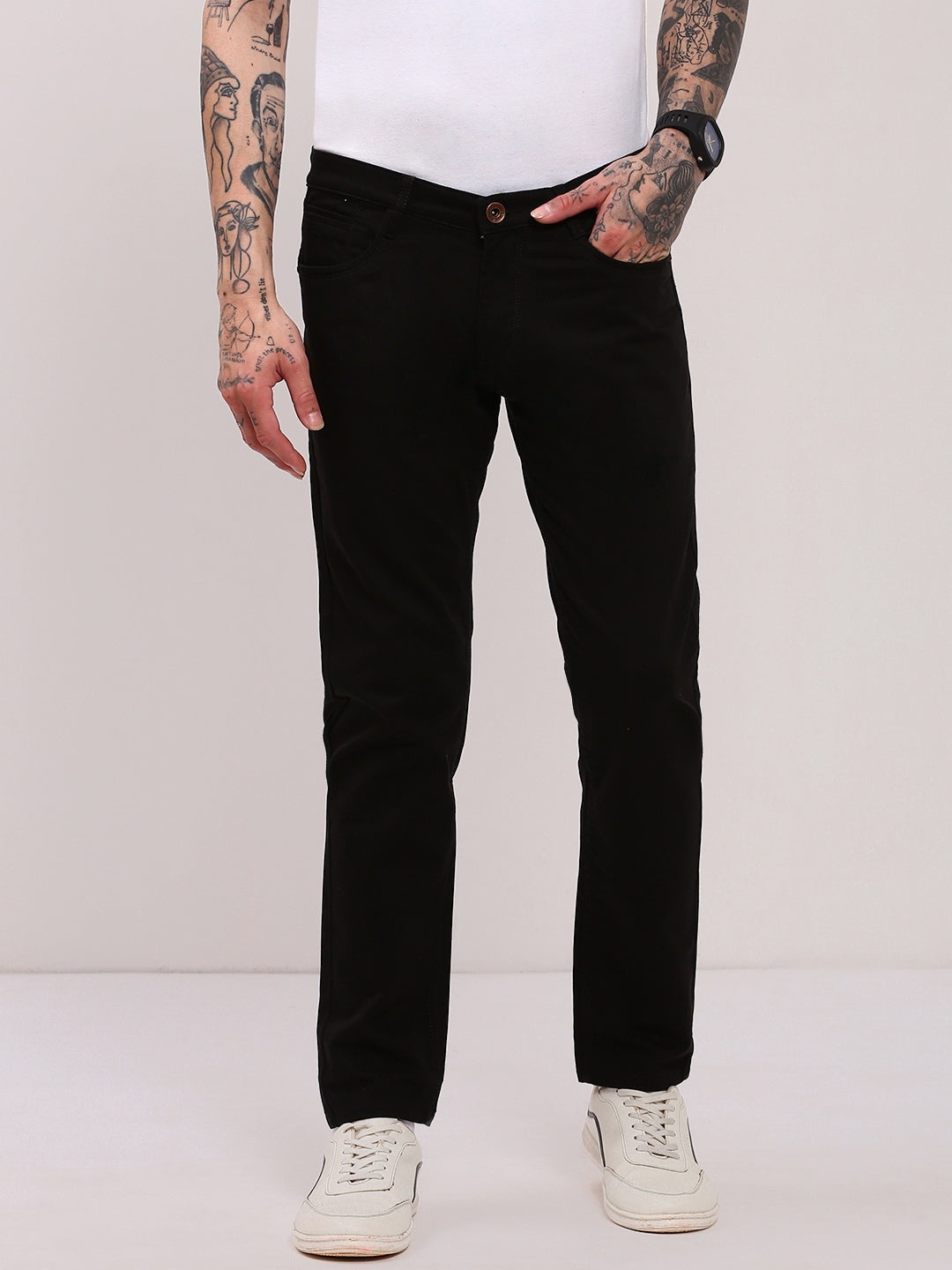 Men's Black Low-Rise Slim Fit Jeans