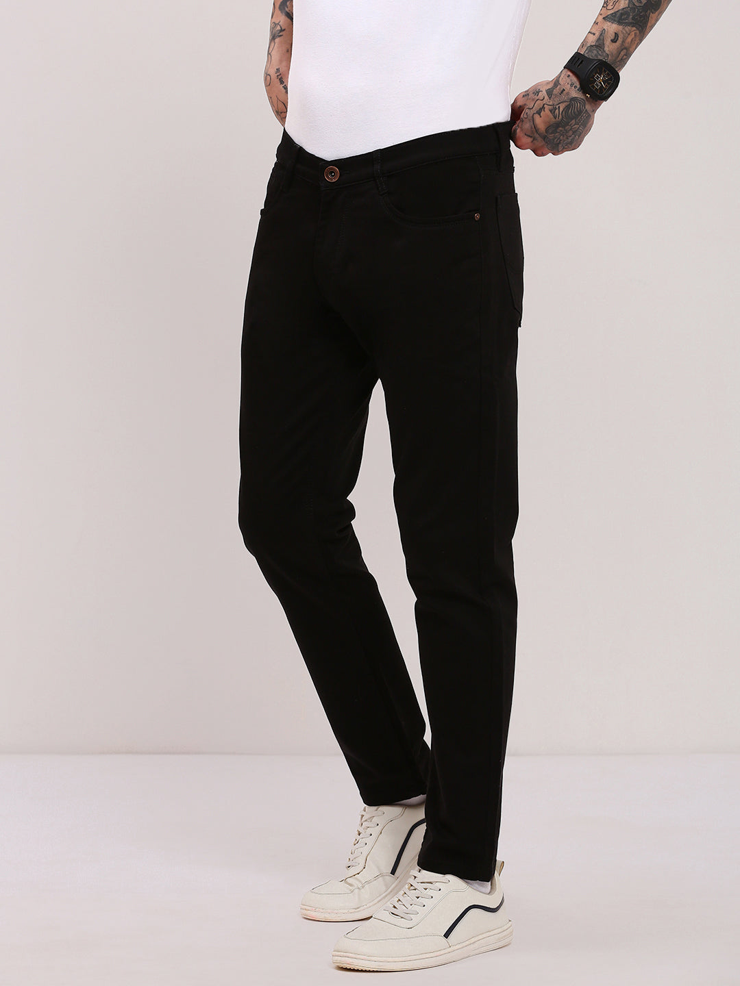 Men's Black Low-Rise Slim Fit Jeans